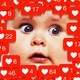 Illustration of a baby surrounded by Instagram 'like' counts