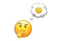 A graphic showing a thinking emoji with a thought bubble above it containing another thinking emoji.