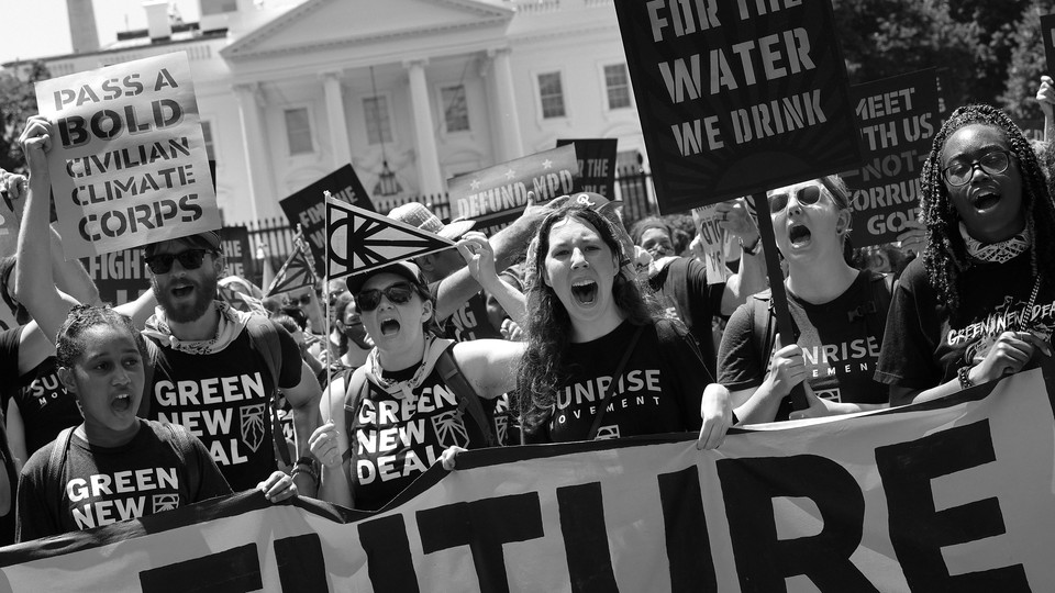 Hundreds of young climate activists rally in Lafayette Square on the north side of the White House on June 28, 2021.