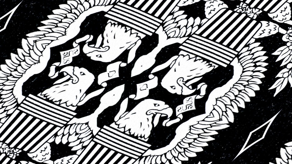 Illustration of the State Department logo inverted and repeated