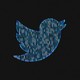 Twitter's bird logo superimposed with binary code.