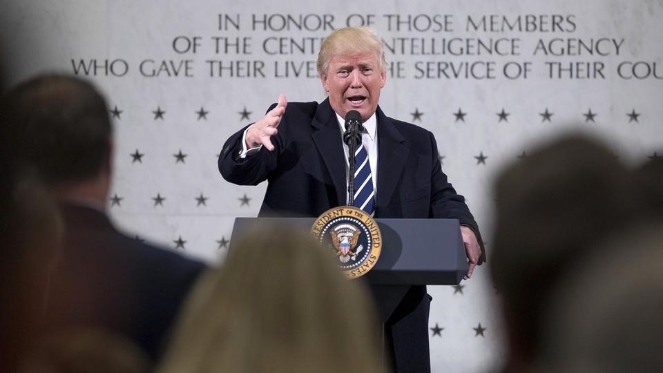 President Donald Trump speaks at the Central Intelligence Agency.