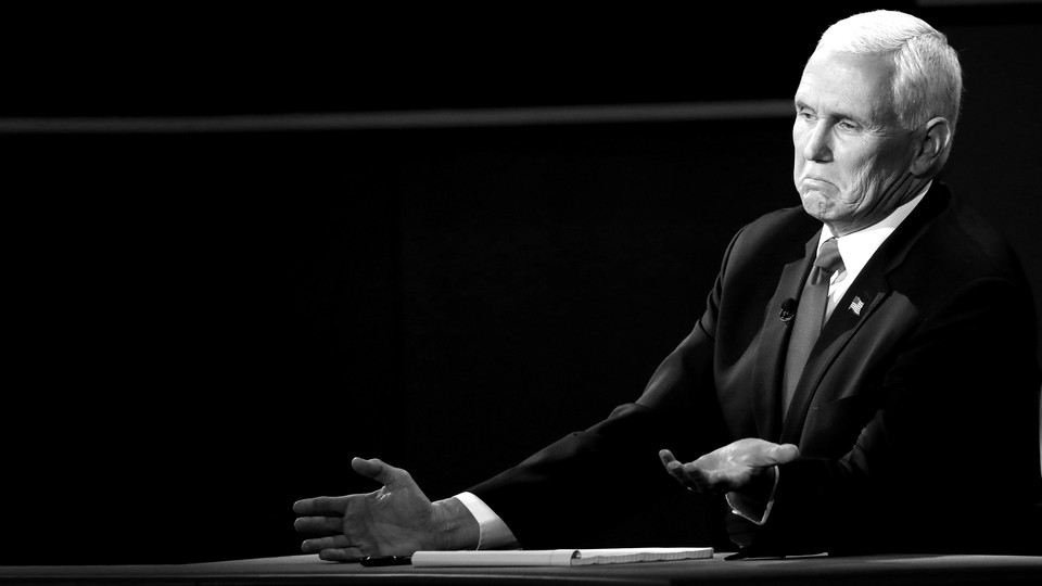Vice President Mike Pence smirks during the vice-presidential debate.