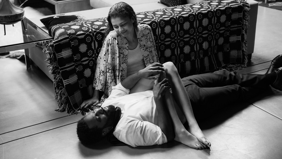 Zendaya and John David Washington lying on the ground in 'Malcolm & Marie'