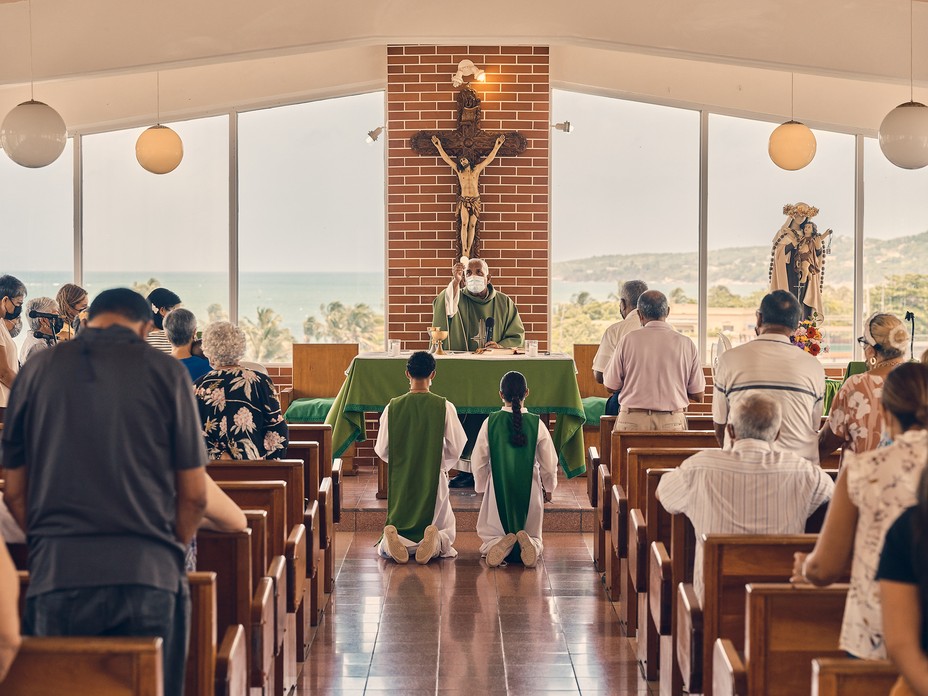 The author's uncle saying Mass