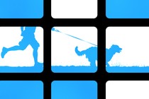 Illustration of a man walking his dog
