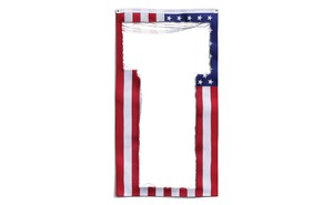 American flag with "T" ripped out