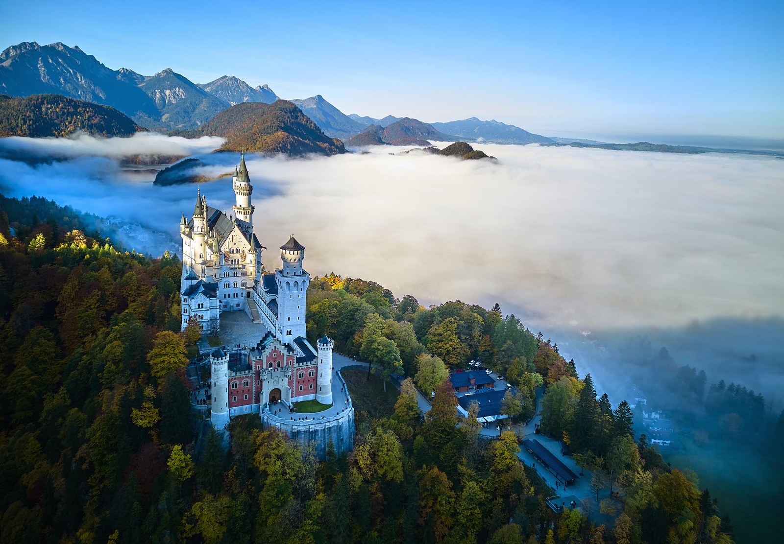 An aerial view of Germany's Neuschwanstein Castle
