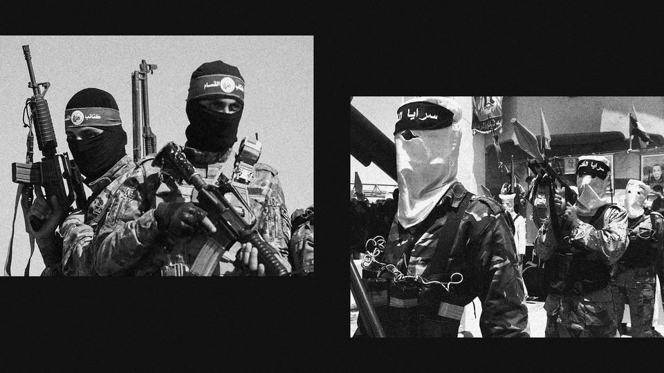 Images of Hamas and ISIS fighters