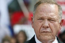 Alabama Chief Justice Roy Moore speaks to the media during a news conference in Montgomery on August 8.