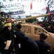 A Hezbollah parade, with a mock rocket launcher, in 2016