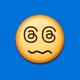 A woozy emoji face with two Threads logos as its eyes.