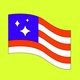 Illustration of an American flag with a sparkle emoji instead of the usual stars