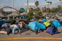 A camp for asylum seekers in Matamoros, Mexico, across the border from Brownsville, Texas.