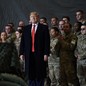 Donald Trump stands in front of the troops at the Bagram Air Field in Afghanistan