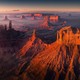 An elevated view of many buttes in Monument Valley