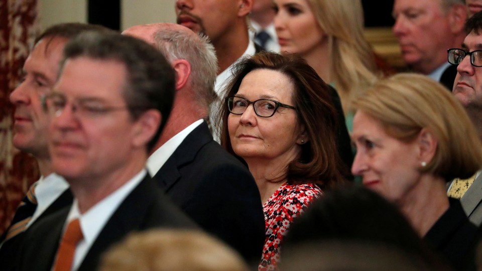 Gina Haspel in a crowd of faces