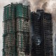 A photo of charred towers in Hong Kong