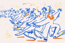 A group of people dancing in a line