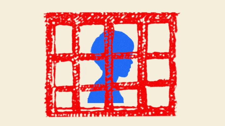An illustration of a child in prison.