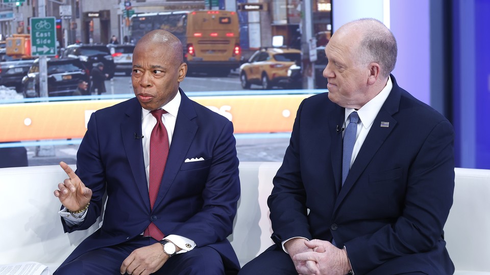 Tom Homan looks at Eric Adams while on "Fox & Friends."