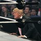 Donald Trump cheers on his fighter during the Battle of the Billionaires at WWE's 2007 WrestleMania at Ford Field in Detroit, Michigan.