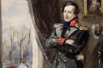 A watercolor painting of mikhail lermontov