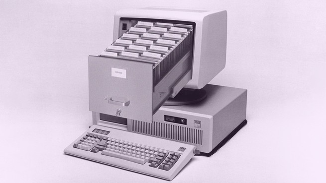 illustration of a hybrid between a computer and a filing cabinet