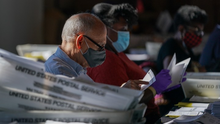 Election workers count ballots in Atlanta