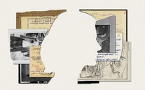 Soviet-era archives with a silhouette of a woman's profile cut out of them