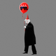 An illustration of Trump holding a balloon and wearing a party hat