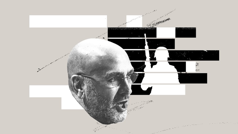 Representative Clay Higgins and the image of a soldier in outline.