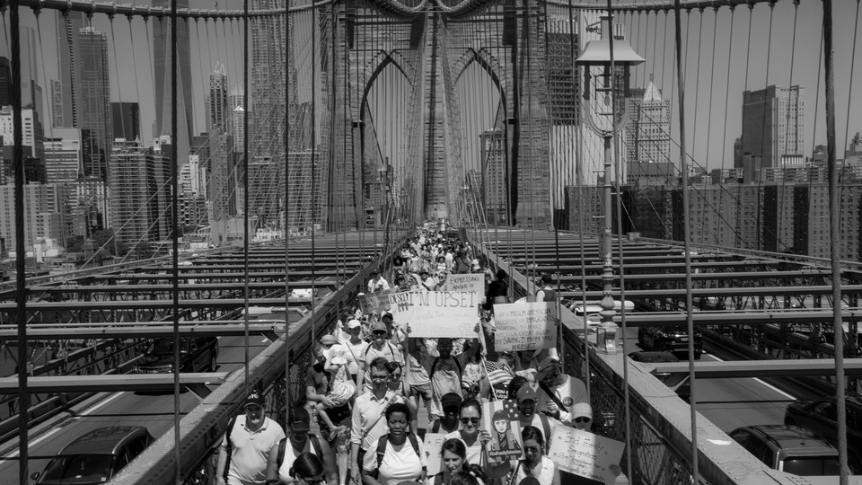 Protest on a bridge