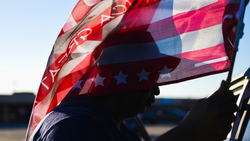 A man with an American flag