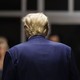 The back of Donald Trump's head during his hush-money trial in New York