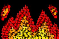 An illustration of flames made up of computer cursors