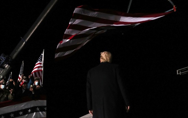 Donald Trump leaving a rally.