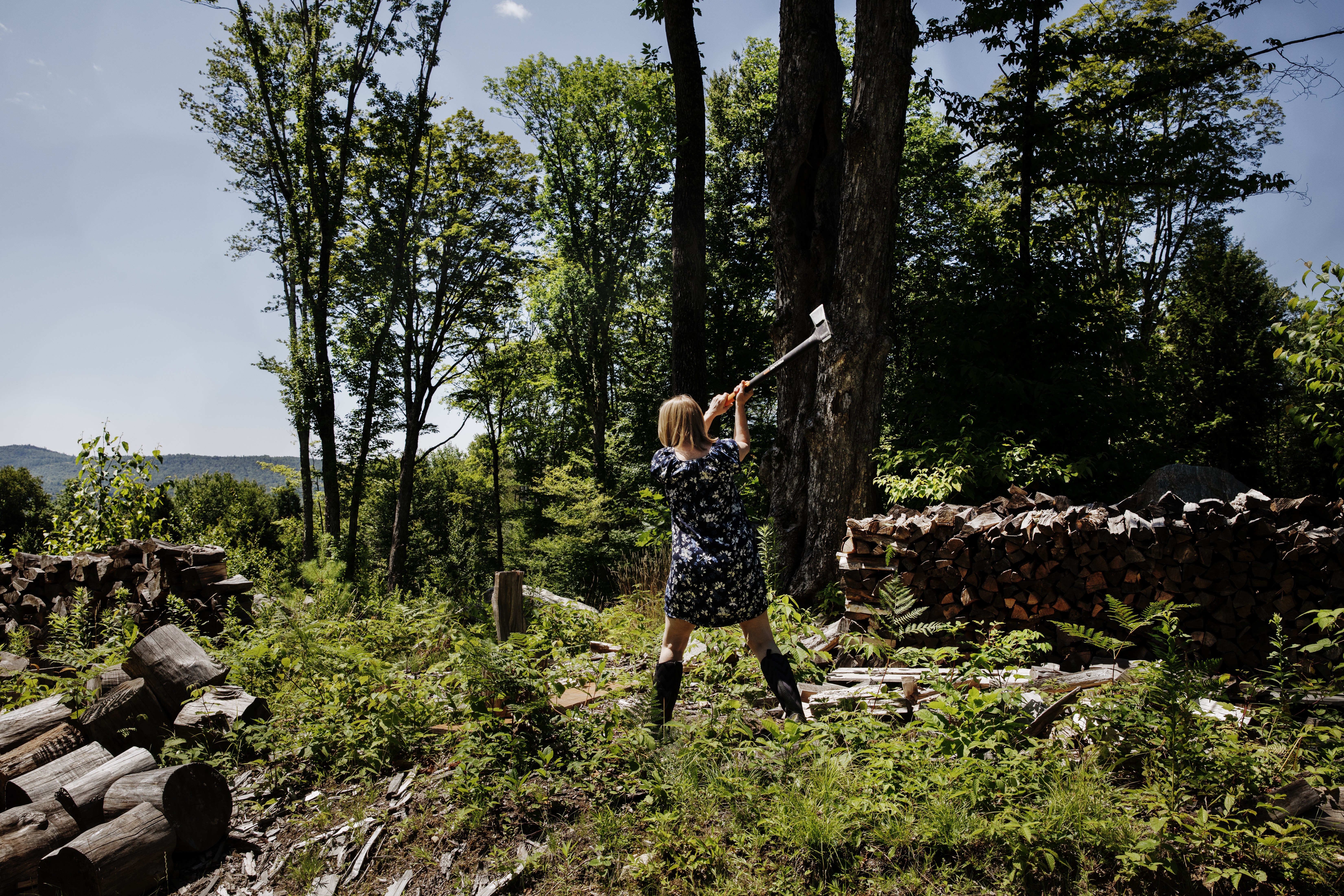 Picture of Willoughby Britton, a psychologist and Buddhist teacher, at her farm in Vermont.