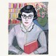 2 illustrations: a woman with black bobbed hair and dark-rimmed glasses holding a red book with flowers and bookshelves in background, and a German soldier with helmet and rifle