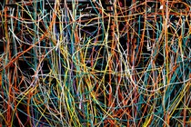A tangle of colorful computer wires
