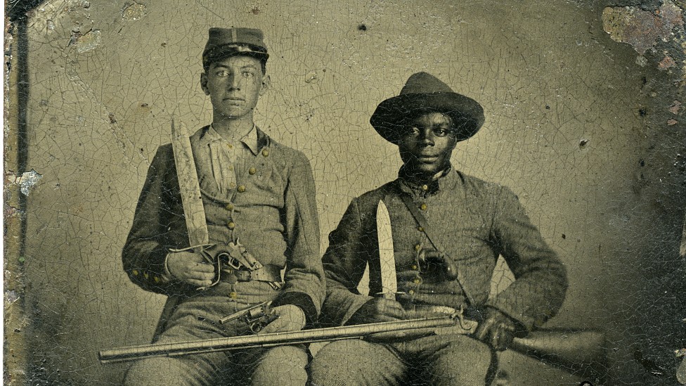Sergeant A. M. Chandler of the 44th Mississippi Infantry Regiment and Silas Chandler, his family slave