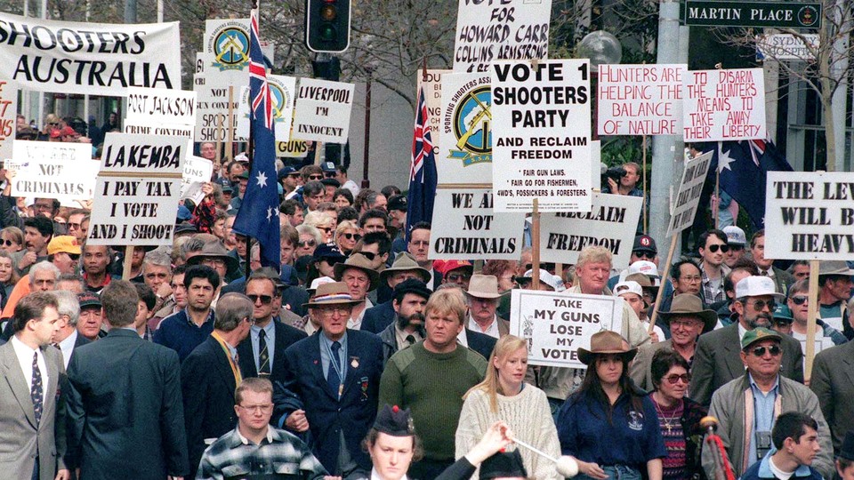 Supporters of gun rights march in Sydney