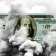 A $100 bill among a cloud of fumes