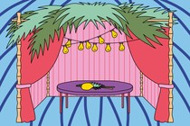 An illustration of a holiday sukkah.