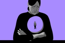 Image of a woman who has a hole cut out of her chest