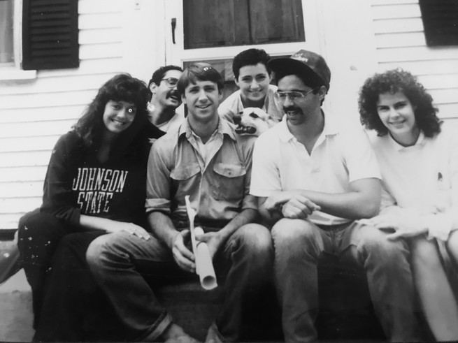 A photo of the friends from the late 1980s. 