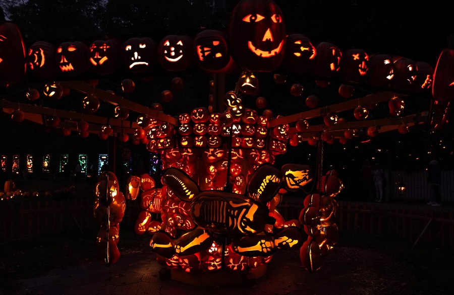 Spooky Halloween Flaming Jack-o-Lantern Longline sports bra