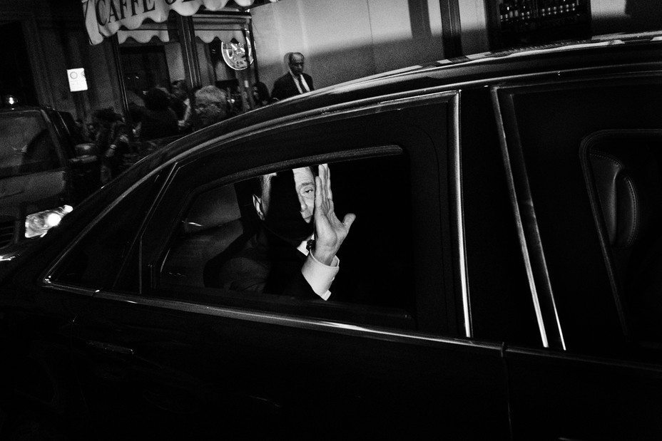 Berlusconi in a black car