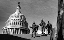 Security personnel near the Capitol dome