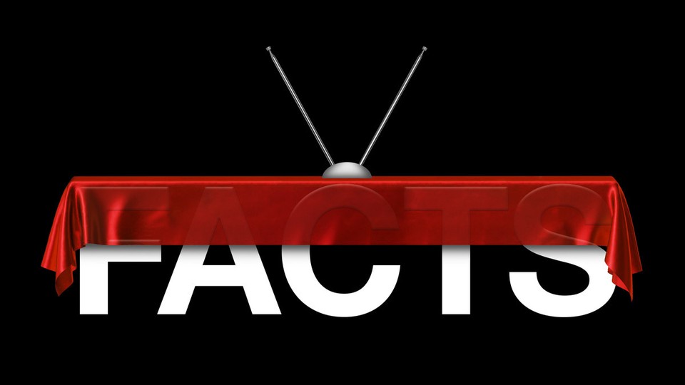The word "facts," shaped to resemble a television